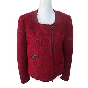 Rebecca Minkoff‎ Red Zipper front Tweed Blazer Jacket Size 8